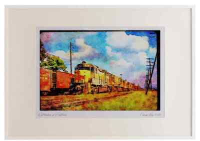 Trains 351069 L&N EMD GP-40 3016 With Train 1974 A2 Picture Frame Watercolour p