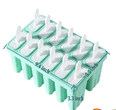 Popsicle Mold, Makes 12 Popsicles Silicone BPA Free Ice Pop Tray | Light Blue 