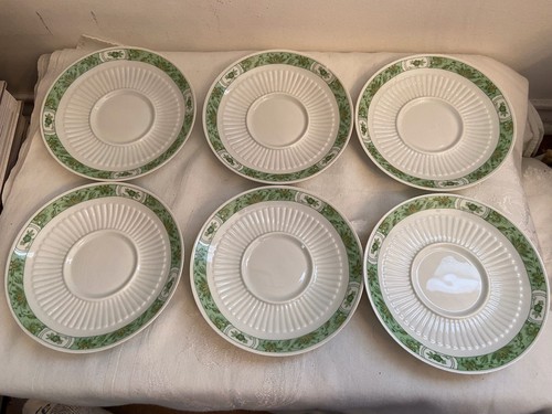 Vintage LIMOGES CERALENE Indiv Cups & Saucers Raynaud & Co Fleur de Jade Green - Picture 5 of 10