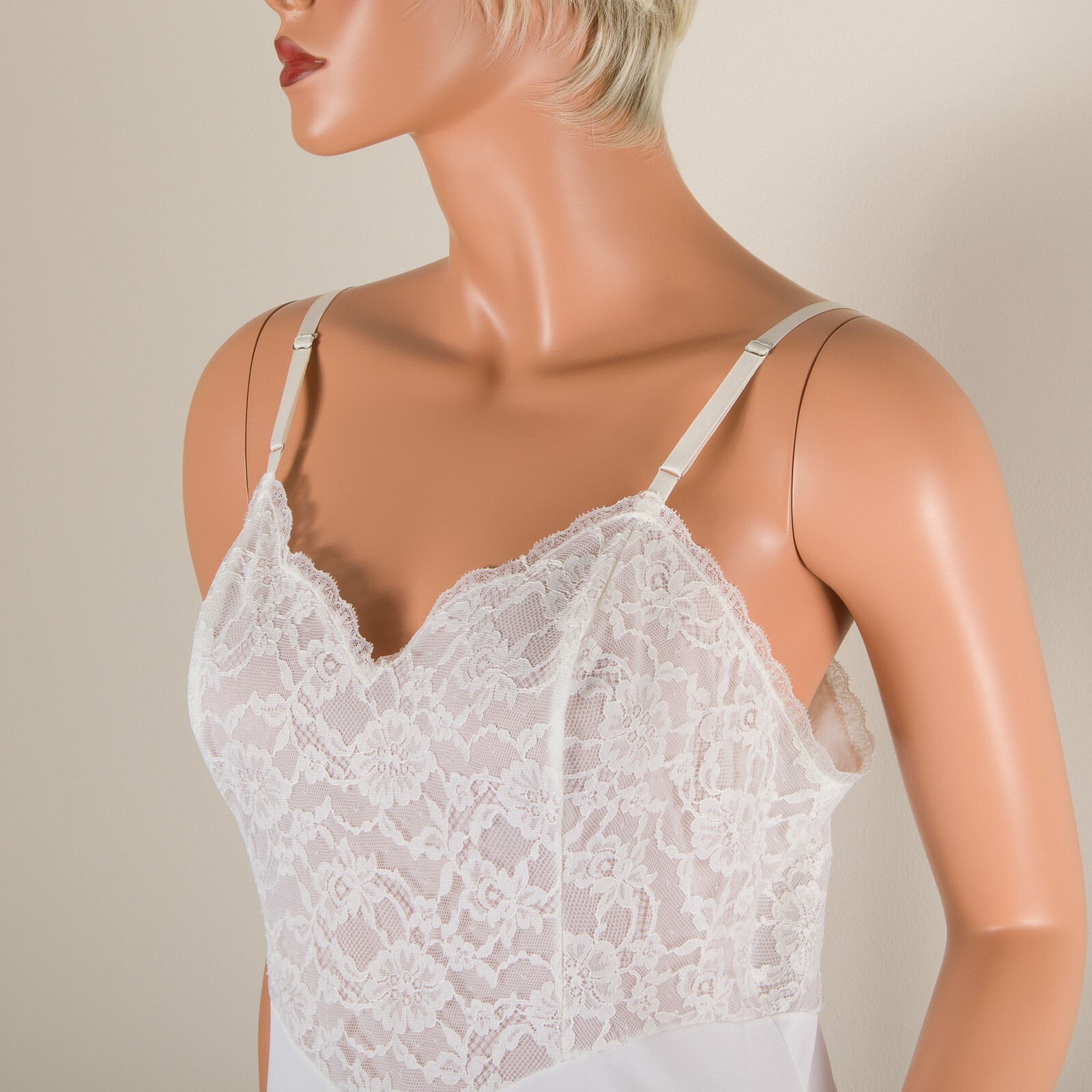 💖 VANITY FAIR 60s Off White Full Slip Skirt Silky N… Gem