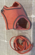 Dog/Cat Pet Harness Adjustable Control Vest Dogs Coral  Gray Faux Suede  Leash
