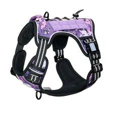 Auroth Tactical Dog Harness Adjustable Dog Vest with Handle - Purple Camo