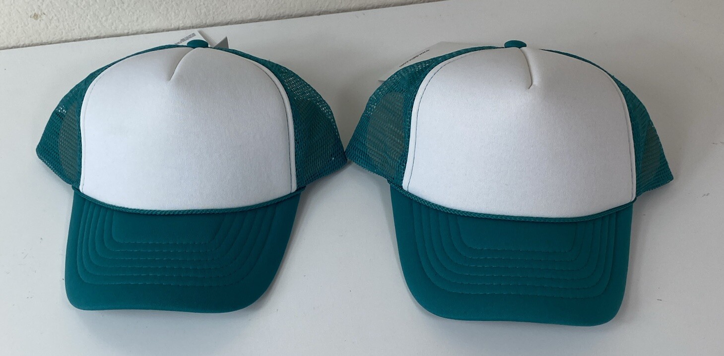 Mesh Adjustable Cap Snapback In Teal And White