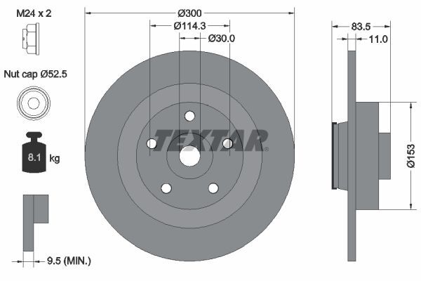 2X Textar 92233103 Bremsscheibe FüR Renault-image