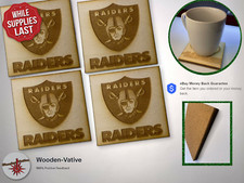 Oakland Raiders NFL Football Cork Drink Coasters Barware Wooden 