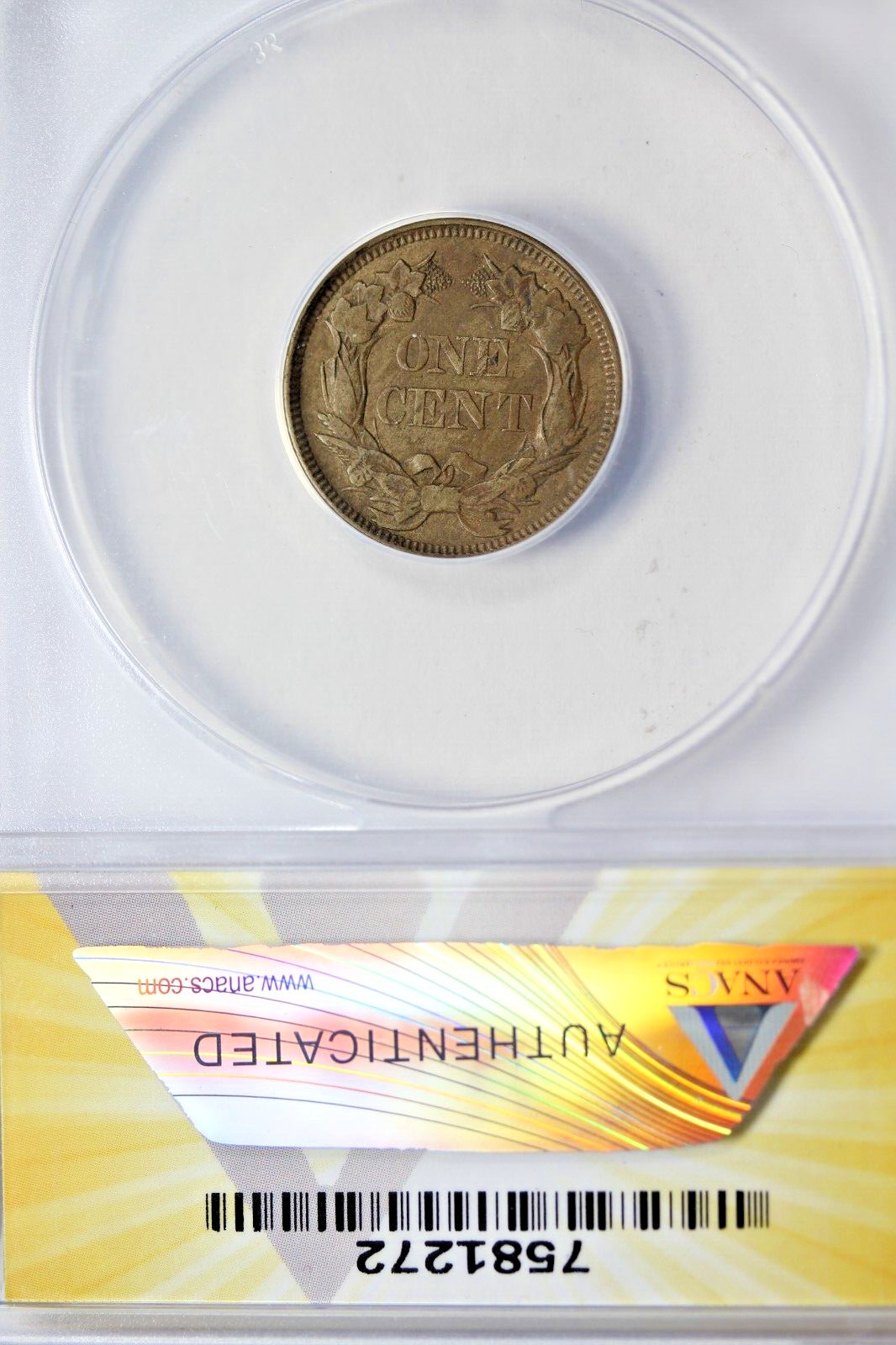 1857 Flying Eagle Cent : ANACS AU50
