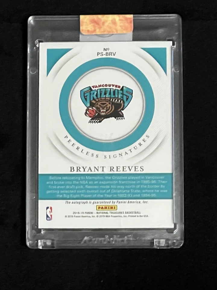 National Treasures Bryant Reeves Peerless Signatures 2018-19 automático #90/99 Foto 2 de 4