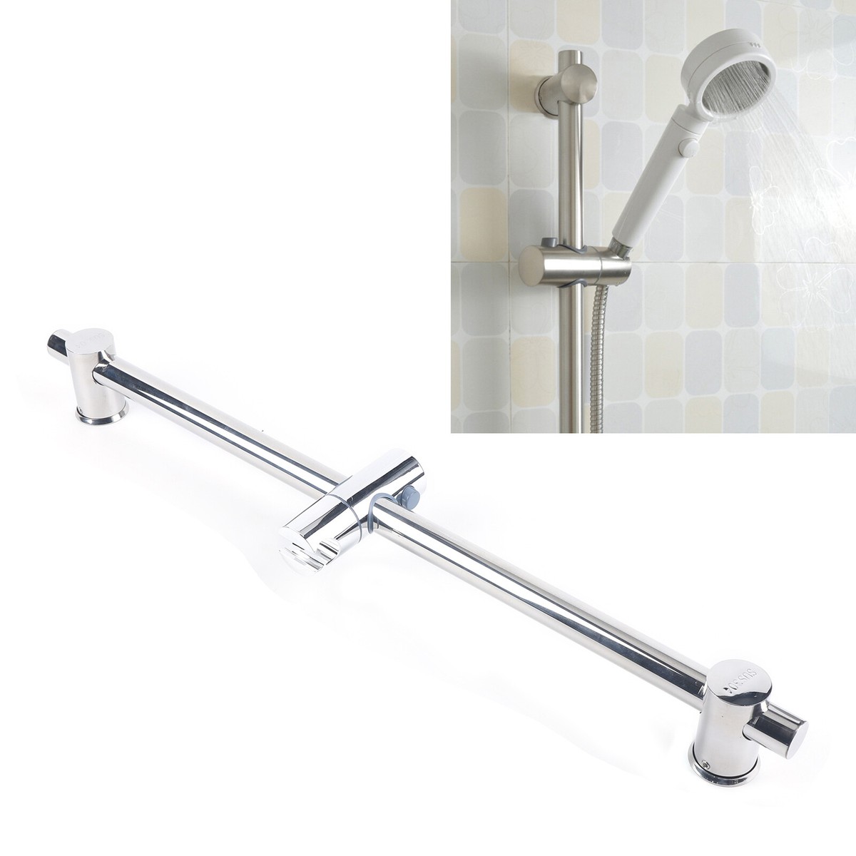 KES Square Shower Riser Rail Stainless Steel Shower Slider Rail With