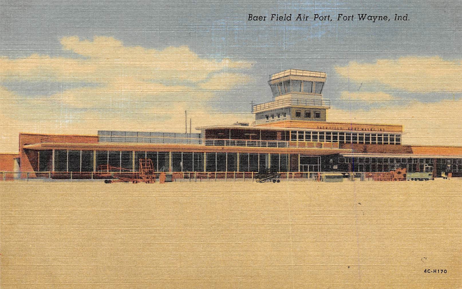 Baer Field Airport Fort Wayne Indiana linen postcard eBay