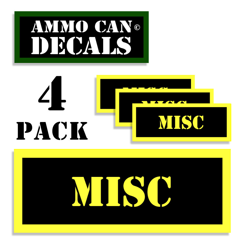 MISC Ammo Can Labels Ammunition Case stickers decals 4 pack YW M