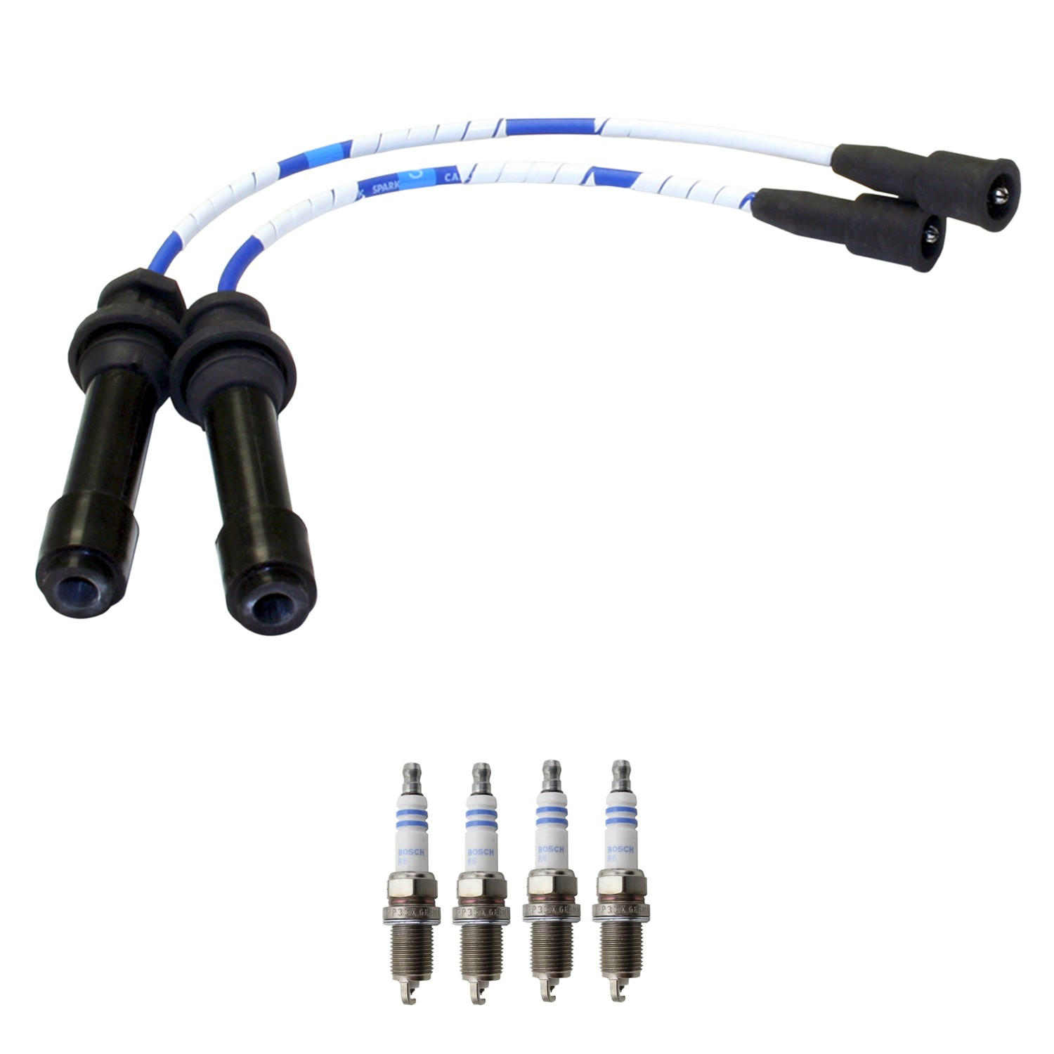 NGK Wire Set  Bosch 4 Double Platinum Spark Plugs Kit for Mazda Protege 1.6 L4
