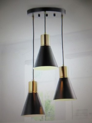 Jonathan Y Apollo 15 in. 3-Light Black/Brass Gold Metal LED Pendant