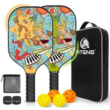 Pickleball Paddles, USAPA Approved Fiberglass Surface Pickleball Set with Pic...