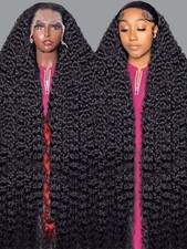 40  46" Deep Wave 200 Density 13x6 13x4 Lace Front Remy Human Hair Wig