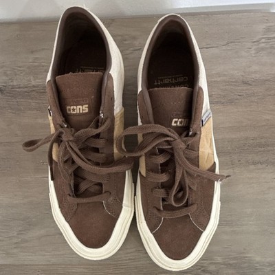 Converse CONS Carhartt Brown Beige Low Top Suede Colorblock Skate Sneakers