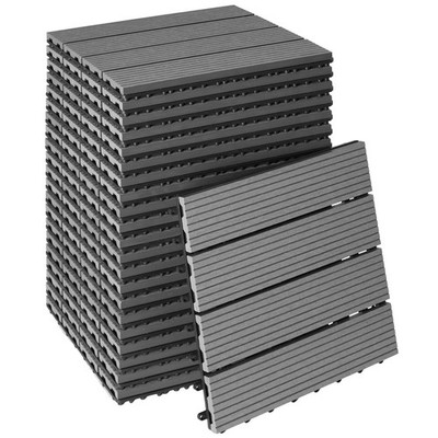 Set Terrassenfliesen Tegulas, WPC in Holzoptik Terrassenfliesen grau B-Ware