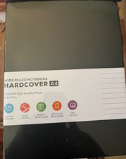 172-Page A4 Notebook Hardcover- Wide Ruled,100GSM Thick Paper, 8.5'' x11 BLACK 