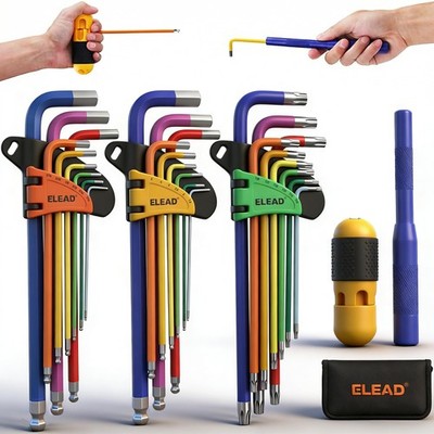ELEAD 29Pc Hex Torx Key Set Rainbow Allen Wrench Ball End T Handle Kit