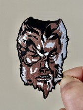 Wolf Man Iron On Patch Brown White Black Embroidered Horror Movie