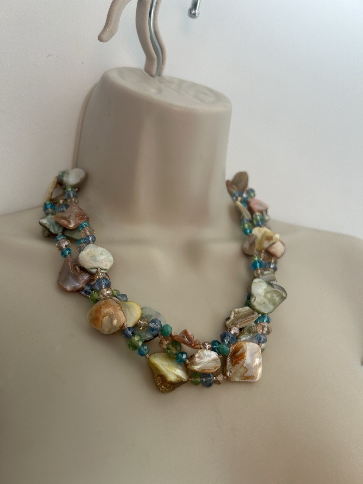Collar Length Multi Strand Multicoloured Nugget S… - image 7