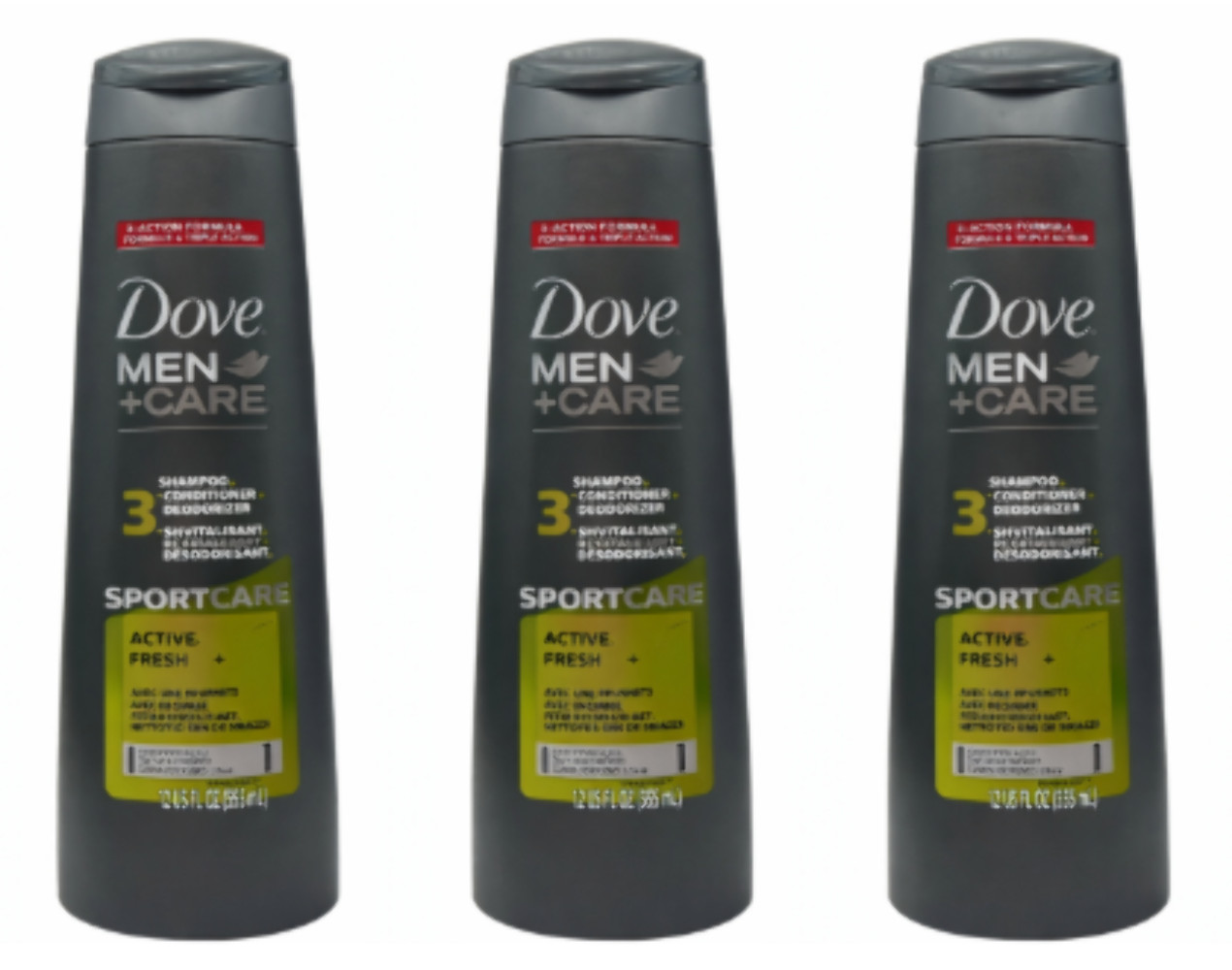 3x Dove Men+Care Dove Men Care Active+Fresh 2 in 1 Shampoo a