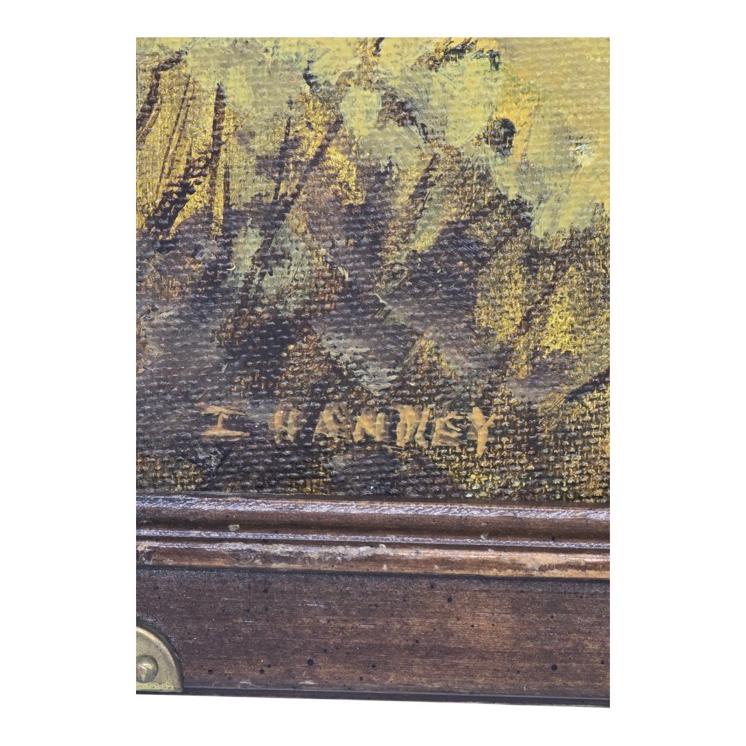 Vtg Original Landscape Framed Oil Painting Signed "Handley" 13x10 Wall Art