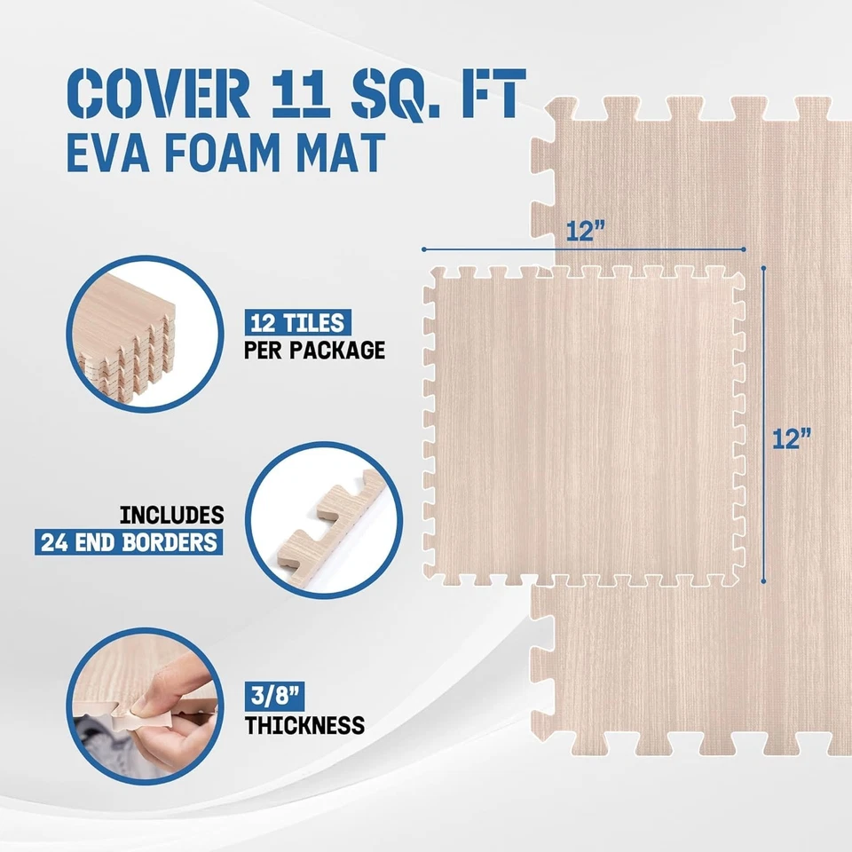 Tapetes de assoalho intertravados EVA espuma quebra-cabeça azulejos com bordas para garagem doméstica 11... - Imagem 3 de 4