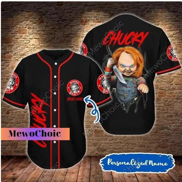 Horror Chucky 3D BASEBALL JERSEY SHIRT HALLOWEEN GIFT CHRISTMAS GIFT US SIZE
