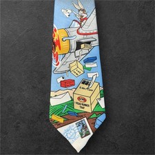 Looney Tunes Stamp Collection Men's Necktie Bugs Bunny Pilot Tie