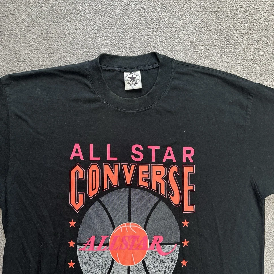 CONVERSE Herren T Shirt Kurzarm Gr L Vintage All Star Classic Logo Schwarz 4809 - Bild 2 von 4