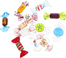 12Pcs Vintage Murano Style Glass Sweets Glass Candy Ornaments Various Sweets Can