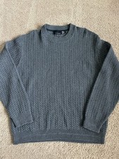 VTG Bill Blass Knit Sweater Gray Pullover Sz Large Mens Cable Long Sleeve