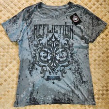 Affliction Shirt Womens XL Gray Cotton Fate O...