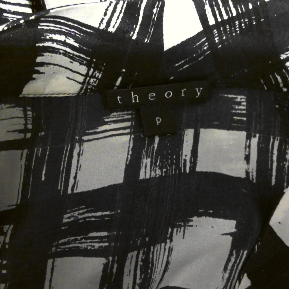 Theory Silk Top Cowl Neck Shell Black & White Sleeveless Pullover EUC Sz P/TP XS - image 3 of 4