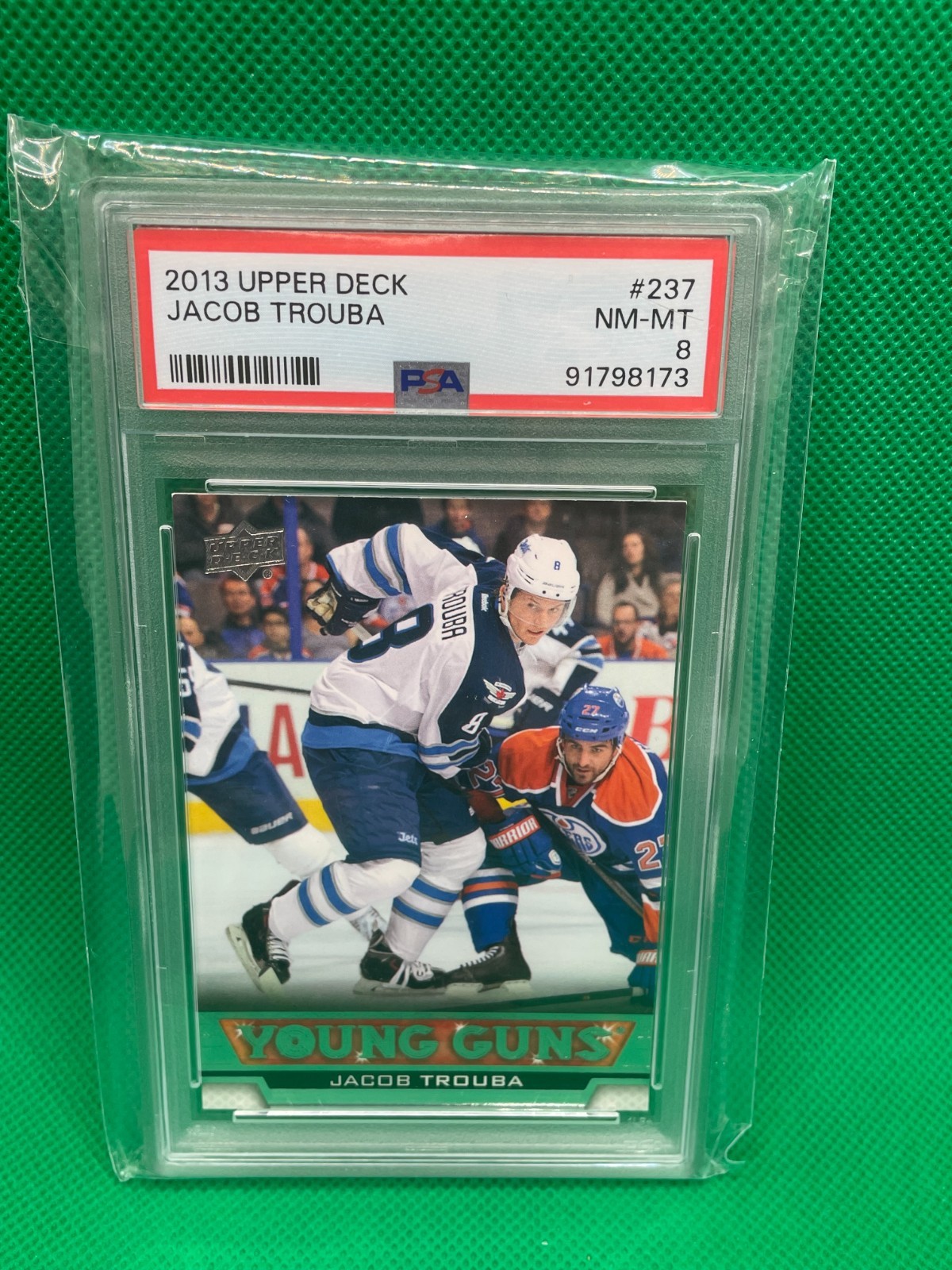 2013-14 UPPER DECK JACOB TROUBA YOUNG GUNS ROOKIE #237 NM-MT PSA 8