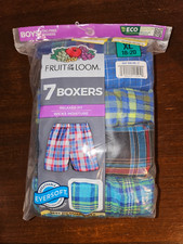 Fruit of the Loom 7 PACK Boy's Tartan Plaid Boxers Multicolor Size XL 18-20