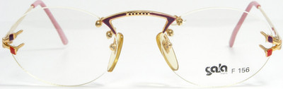 Vintage Gala Soprani F156 Gold /Plum /Red Rimless Eyeglasses 51-20-145 France