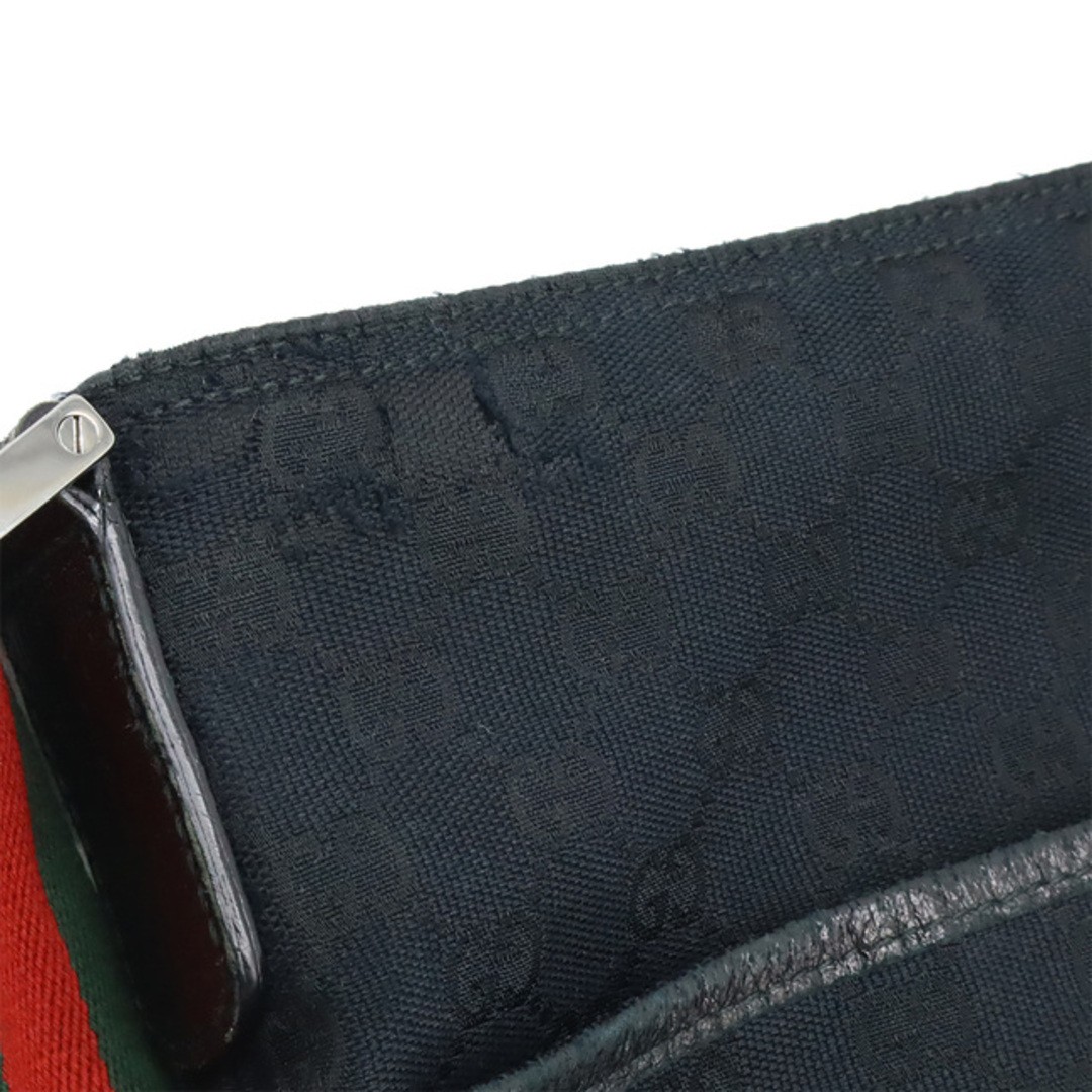 GUCCI GG Canvas Sherry Line Web Shoulder Bag Black Leather Used thumbnail 8