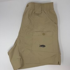 AFTCO Mens Cargo Fishing Shorts Tan Size 32 Utility Quick Dry