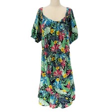 Style & Co Tropical Floral Dress Multicolor Cotton Rayon Midi XXL