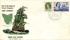 1963 Queen Elizabeth II 5d Abel Tasman 4/- - ACCA FDC Silver Green