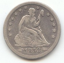 1853-O Seated Liberty Quarter, Arrows and Rays, VF-XF Details