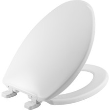 Slow Close Elongated Plastic Toilet Seat in White That Never Loosens