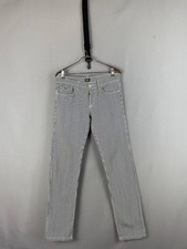 Pantalone uomo Dolce & Gabbana taglia 33 bianco e nero a righe cotone cintura bottoni passanti