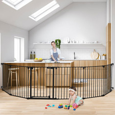 150" Extra Wide Baby Gate with Door, Dog Gates for the House Doorways Fireplace,