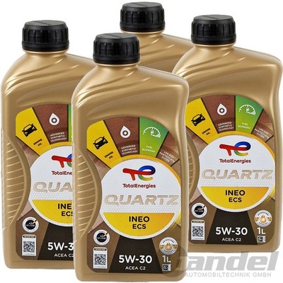 4x 1L TOTAL QUARTZ INEO ECS 5W30 MOTORÖL passend für PSA B71 2290 ACEA C2