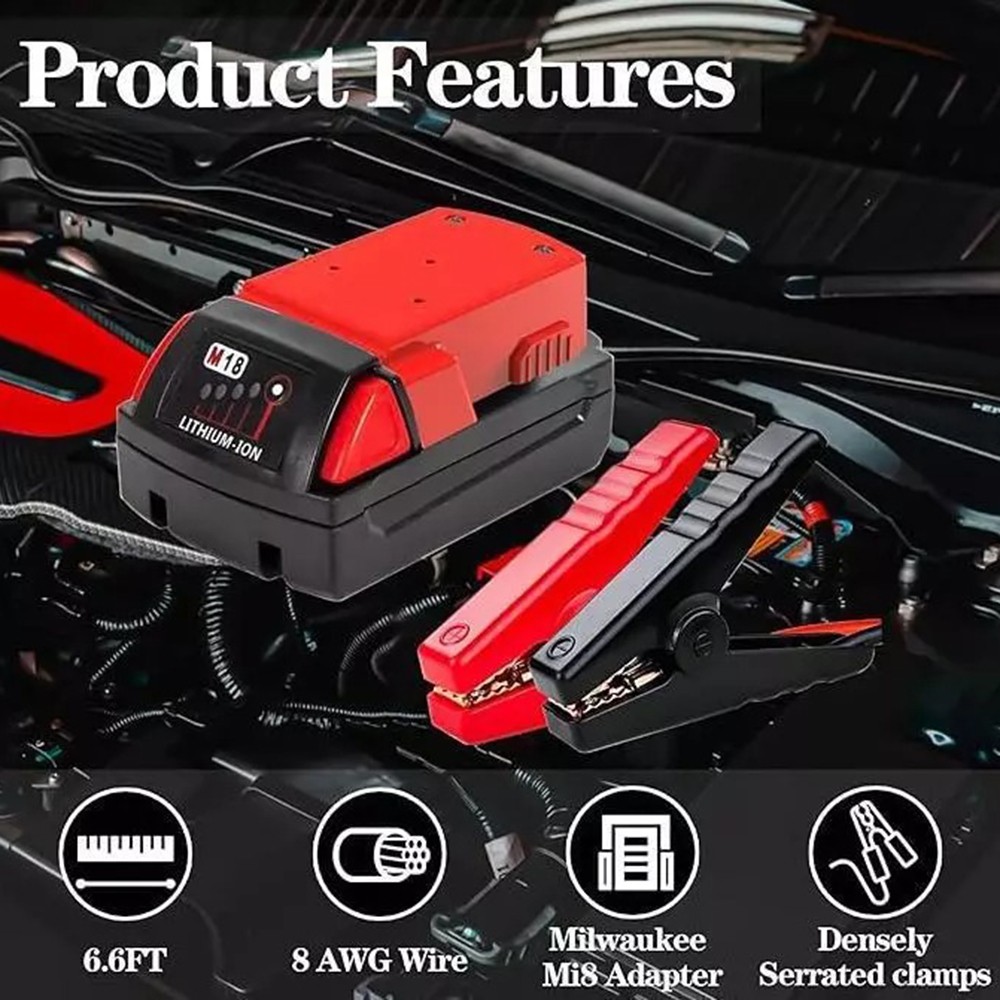 Power Battery Jumper Starter Jump Kit 8 AWG Auto Booster Cable for Milwaukee M18