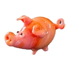 Murano Mini Pig Blown Glass Tiny Micro With Pink Ears Vintage Made In Italy 1" L