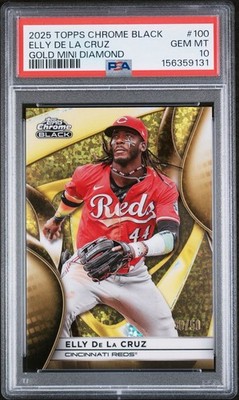 2025 Topps Chrome Black - Elly De La Cruz #100 Gold Mini-Diamond Refractor /50