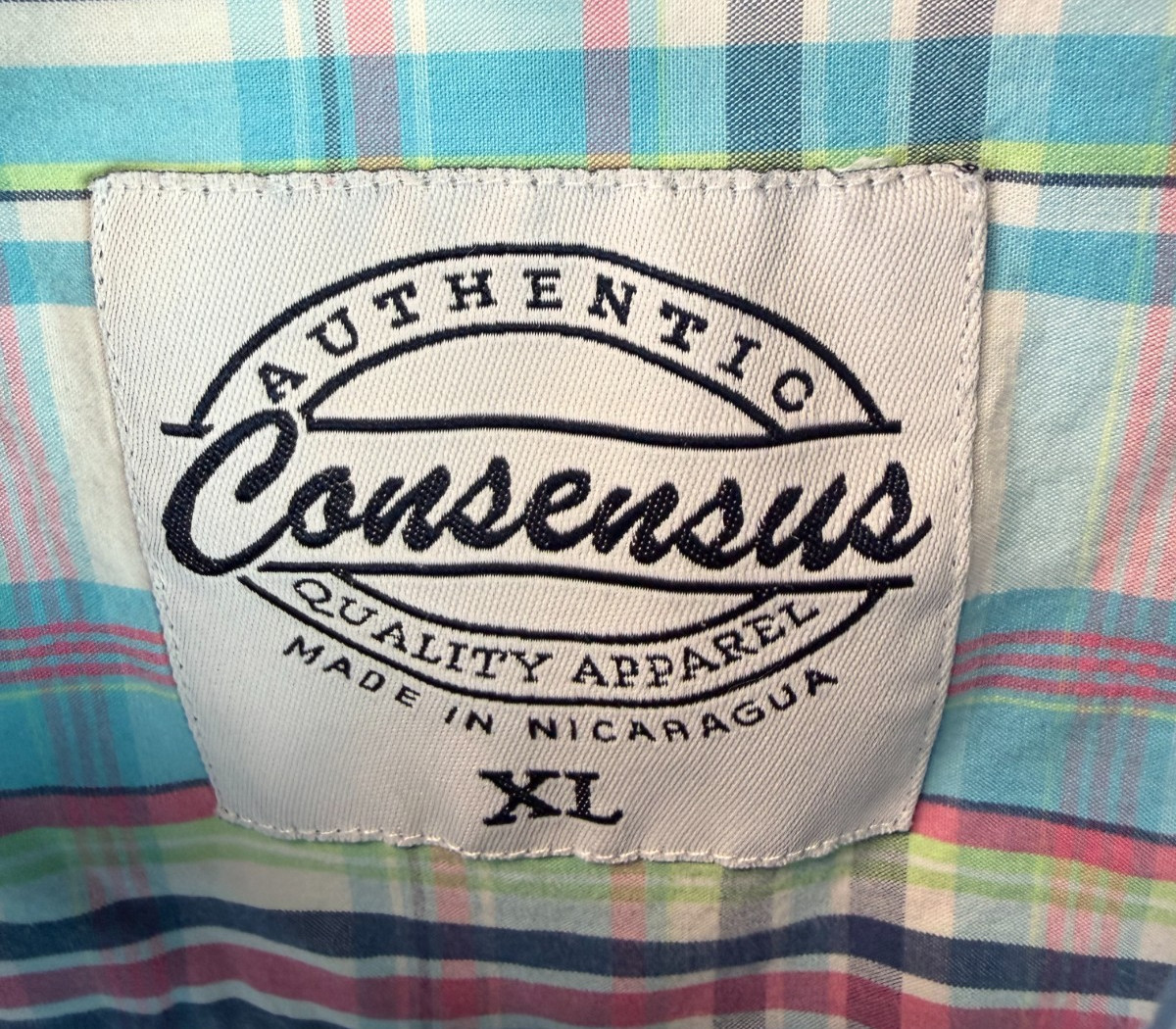 Consensus Multicolor Plaid Button Up Short Sleeve… - image 3